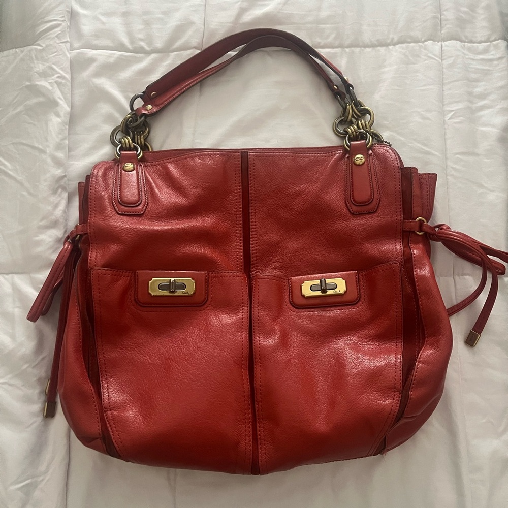 COACH RARE Hobo Red Leather Women's Bag